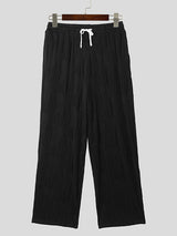 Mens Solid Texture Casual Drawstring Waist Pants SKUK45417