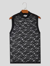 Mens Floral Print Mesh Knit Sheer Tank SKUK62906