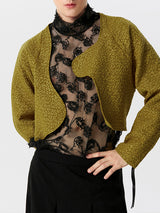 Mens Jacquard Open Front Jacket Crop Top SKUK43867