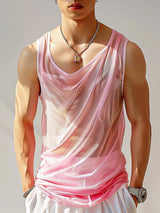 Mens Sexy Sheer Ruched Sleeveless Tank SKUK68527