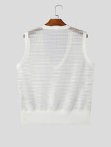 Mens Solid Mesh See Through Sleeveless Vest SKUK61371