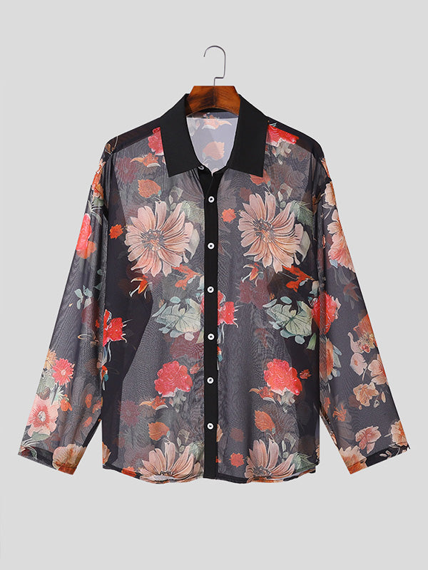 Mens Floral Print Short Sleeve Shirt SKUK70427