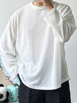 Mens Solid Knit Casual Long Sleeve T-Shirt SKUK25979