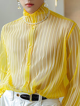 Mens Sexy Sheer Striped High Neck Shirt SKUK72826