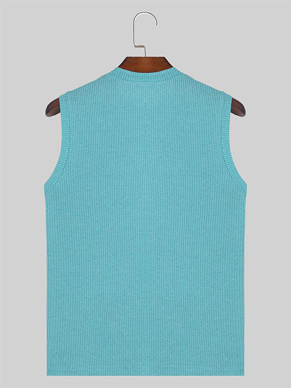 Mens Solid Knit Crew Neck Sleeveless Vest SKUK52558