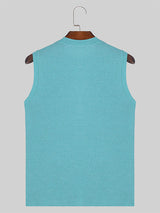 Mens Solid Knit Crew Neck Sleeveless Vest SKUK52558