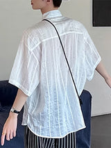 Mens Vertical Stripe Textured Sheer Shirt SKUK76206