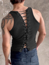 Mens Solid Knit Back Straps Sleeveless Vest SKUK48477