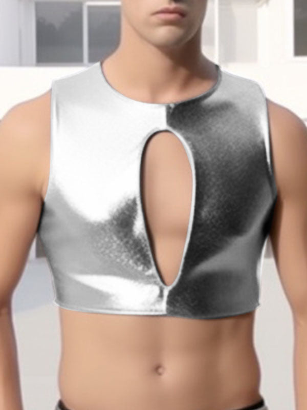 Mens Glitter Cutout See Through Crop Top SKUK50859