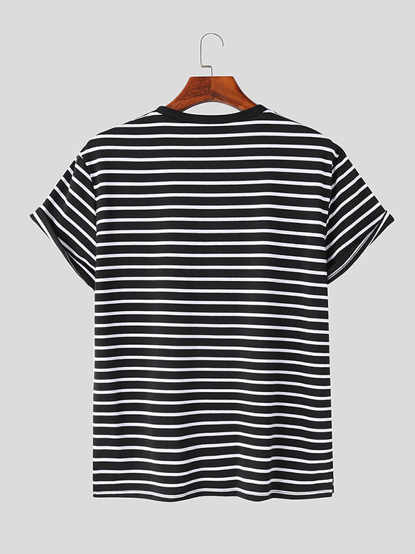 Mens Striped Crew Neck Short Sleeve T-Shirt SKUK52965