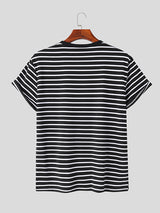 Mens Striped Crew Neck Short Sleeve T-Shirt SKUK52965