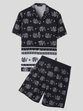 Mens Elephant Print Short Sleeve Two-Piece Suits SKUK60662