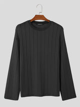 Mens Textured Vertical Stripe Long Sleeve T-shirt SKUK66398