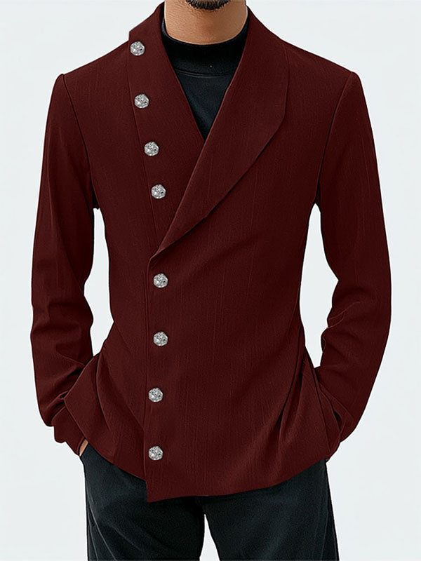 Mens Button Patchwork Slim-Fit Long-Sleeve Blazer SKUK93170