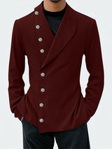 Mens Button Patchwork Slim-Fit Long-Sleeve Blazer SKUK93170