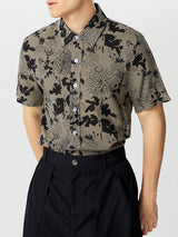 Chemise à imprimé floral ethnique en coton et lin pour homme SKUJ45914