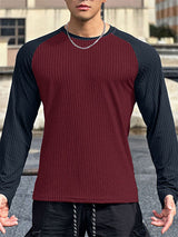 Mens Casual Textured Long Sleeve T-Shirt SKUK76401