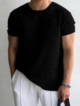 Mens Textured Crew Neck Short Sleeve T-Shirt SKUK80690