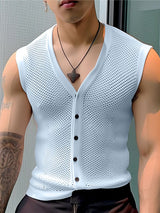 Mens Mesh See Through V-Neck Sleeveless Vest SKUK51015