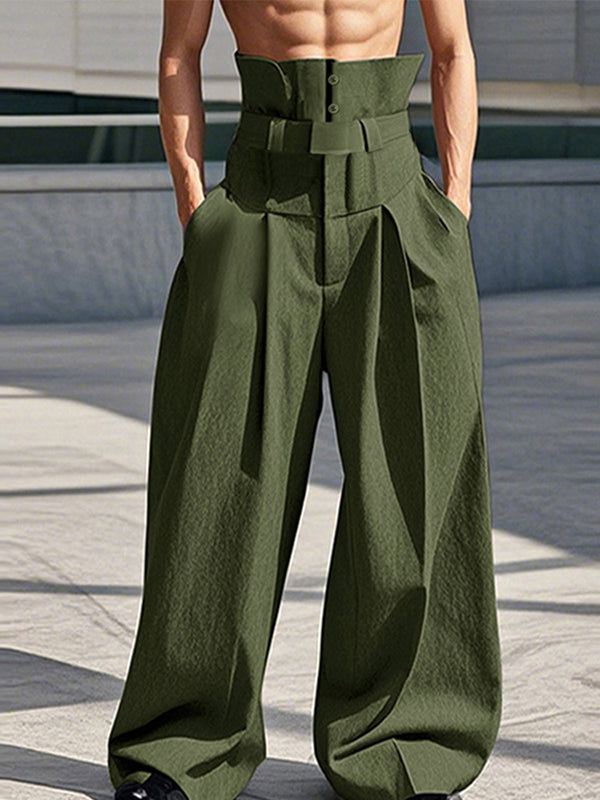 Mens Solid Color Loose Wide-Leg Pant SKUK93664