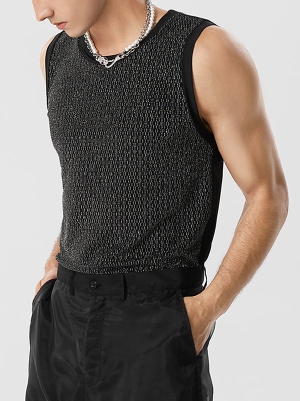 Mens Glitter Crew Neck Sleeveless Tank SKUK05162