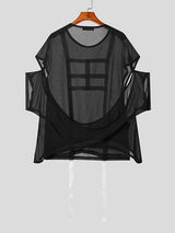 Mens Contrast Ribbon Cutout Deconstruction T-Shirt SKUK15889