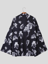 Mens Floral Print Bell Sleeve Cardigan SKUK91171