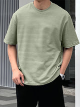 Mens Solid Texture Casual Short Sleeve T-Shirt SKUK11270