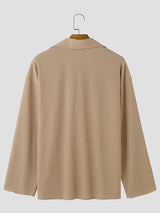 Mens Solid Color Textured Long-Sleeve Shirt SKUK74964