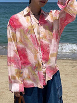 Mens Multicolor Tie-Dye Long Sleeve Shirt SKUK73678