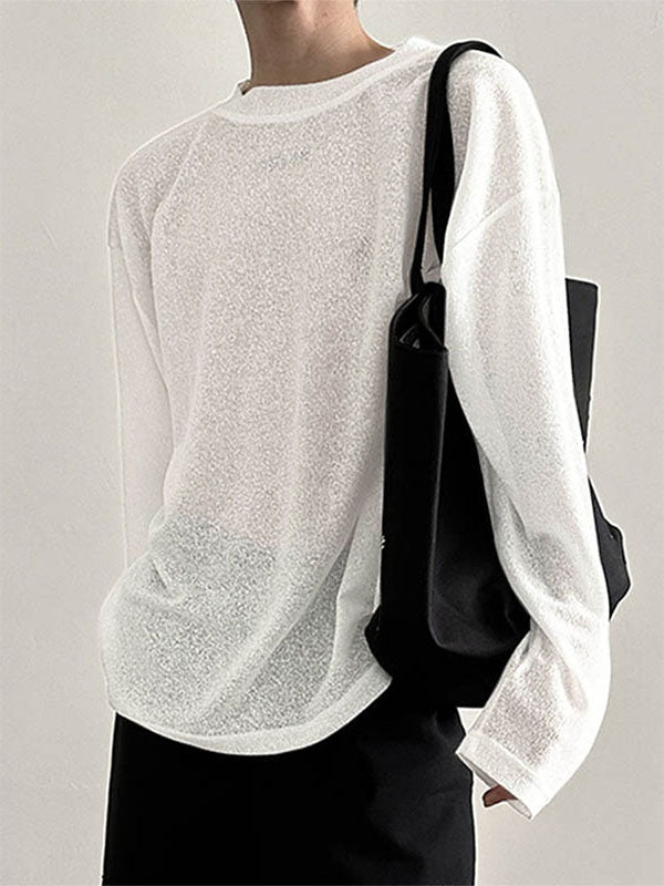 Mens Slightly Sheer Long Sleeve T-Shirt SKUK73585