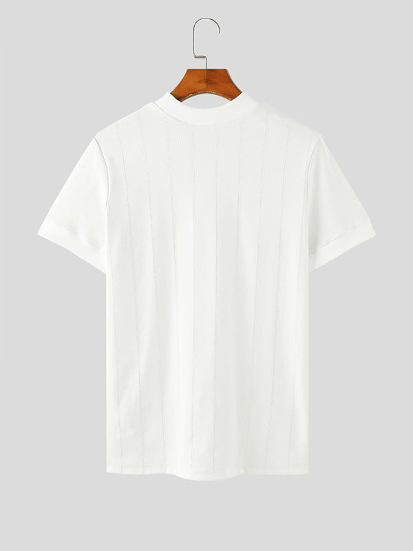 Mens Solid Half-Collar Short Sleeve T-Shirt SKUK60065