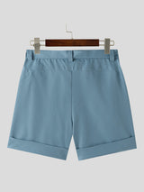 Mens Solid High Waist Casual Shorts SKUK55089