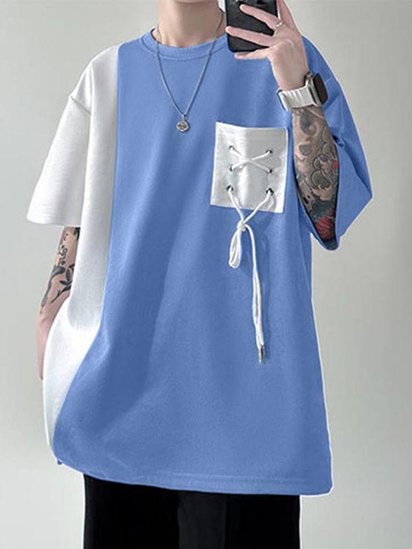 Mens Pocket Drawstring Short Sleeve T-Shirt SKUK74750