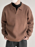 Mens Solid Johnny Collar Knit Pullover Sweater SKUK32788