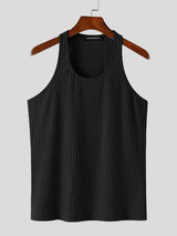 Mens Solid Rib-Knit Casual Sleeveless Vest SKUK35582