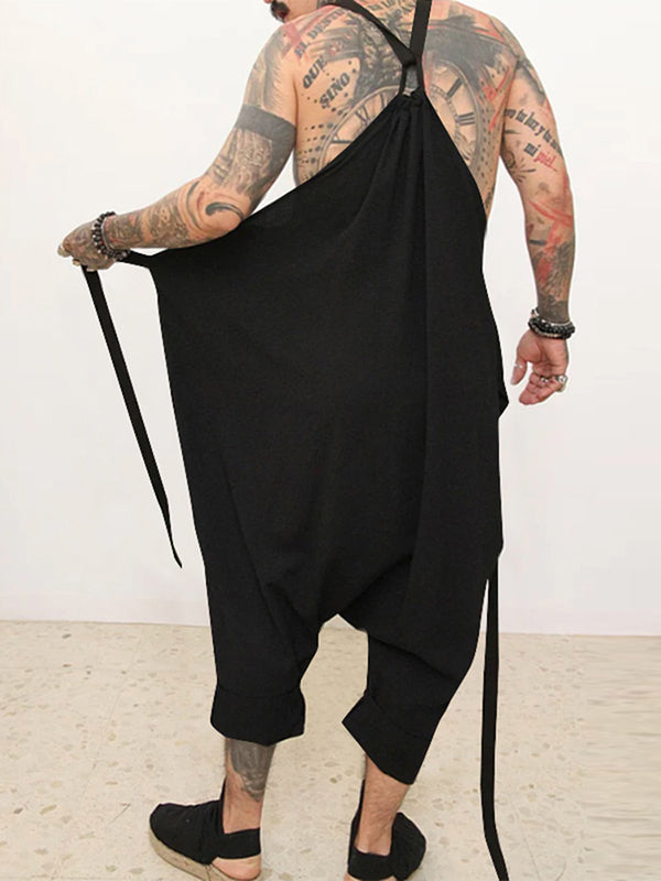 Mens Loose Wide-Leg Sleeveless Overall SKUK88160