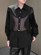 Mens Mesh Patchwork Sheer Long Sleeve Shirt SKUK83102