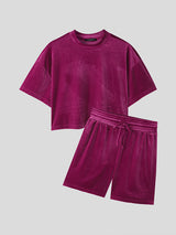 Mens Shiny Korean Velvet Two Piece Outfit SKUK66899