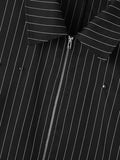 Mens Striped Zip Front Irregular Hem Shirt SKUK27761