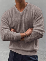 Mens Lightweight Textured Knit V-Neck T-Shirt SKUK74062