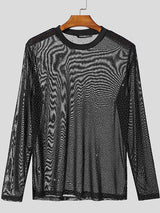 Mens Sparkling Semi-Sheer Long-Sleeve T-Shirt SKUK90388