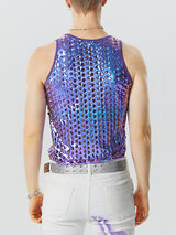 Mens Metallic Cutout Hollow Design Sleeveless Vest SKUK13140