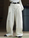 Mens Solid Pleated Design Casual Straight Pants SKUK54818