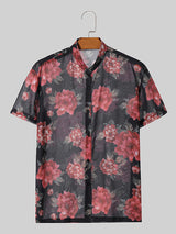 Mens Rose Print See Through Shirt SKUK51736