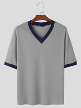 Mens Textured Color-Block Short Sleeve T-Shirt SKUK69140