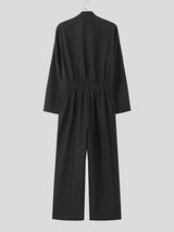 Mens Asymmetrical Hem Long Sleeve Jumpsuit SKUK76323