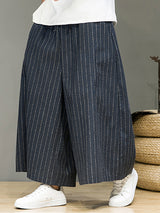 Mens Striped Wide Leg Drawstring Waist Pants SKUK32523