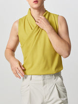 Mens Solid Textured Casual Sleeveless Vest SKUK60800