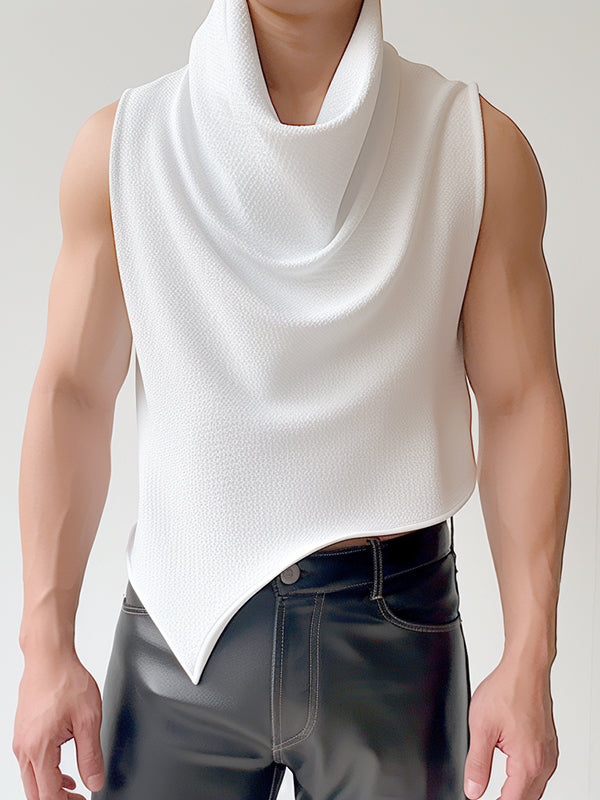 Mens Cowl Neck Irregular Hem Sleeveless Vest SKUK52503